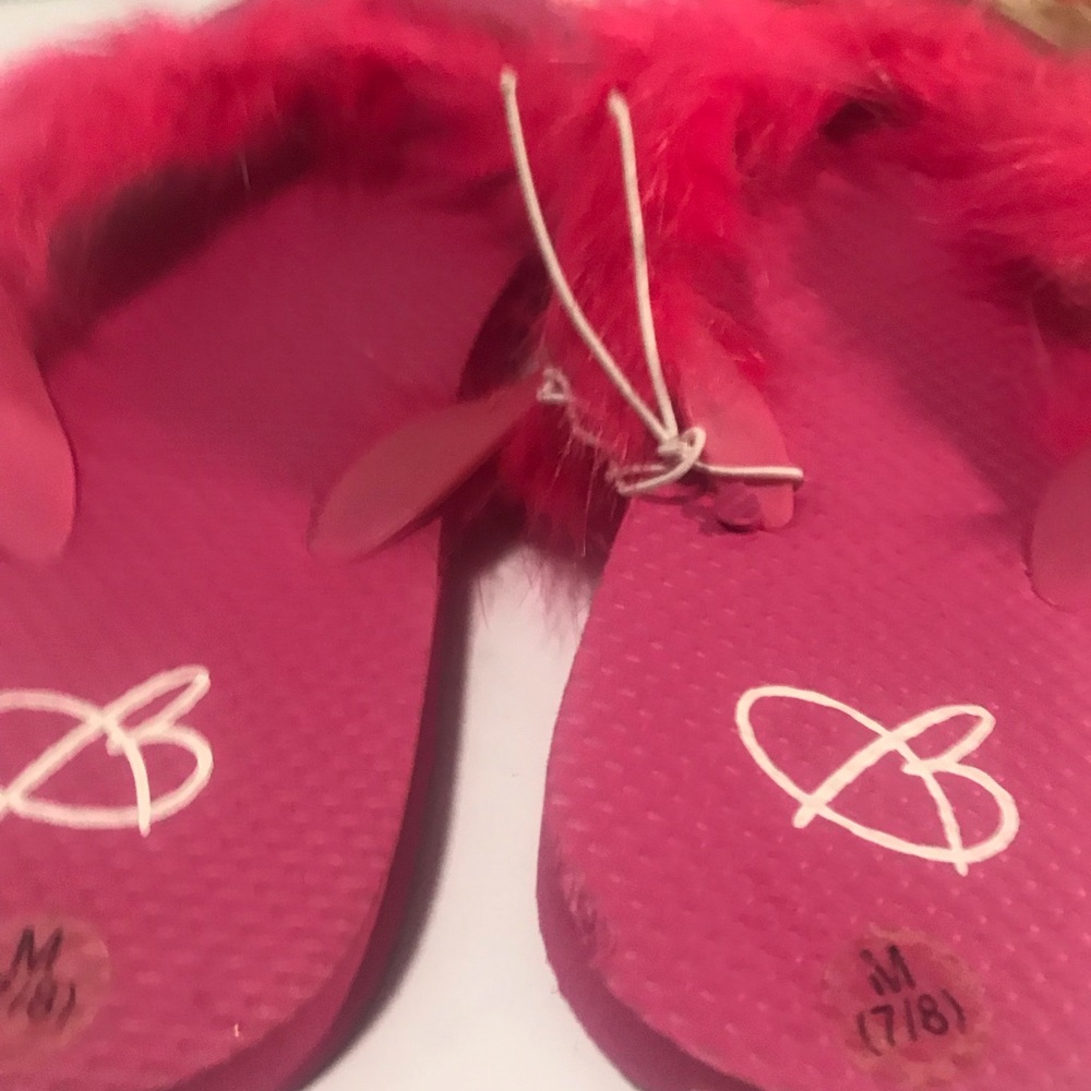 Pink Fuzzy Flip Flops